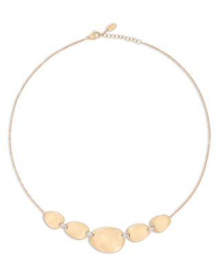 18K White & Yellow Gold Lunaria Diamond Textured Disc Halfsie Collar Necklace by MARCO BICEGO