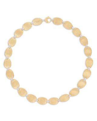 18K White & Yellow Gold Lunaria Diamond Textured Link Collar Necklace by MARCO BICEGO