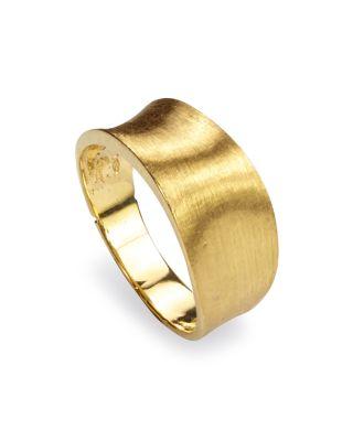 18K Yellow Gold Engraved Lunaria Small Band Ring by MARCO BICEGO