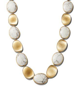 18K Yellow Gold Lunaria Howlite Petal Necklace by MARCO BICEGO