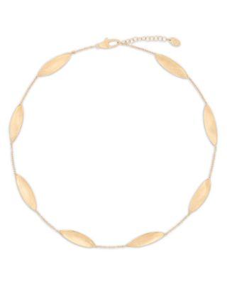 18K Yellow Gold Lunaria Twist Textured Elongated Link Collar Necklace by MARCO BICEGO