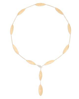18K Yellow Gold Lunaria Twist Textured Link Lariat Necklace by MARCO BICEGO