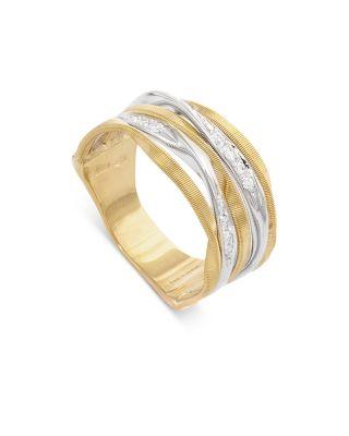 18K Yellow Gold Marrakech Onde Diamond Multirow Ring by MARCO BICEGO