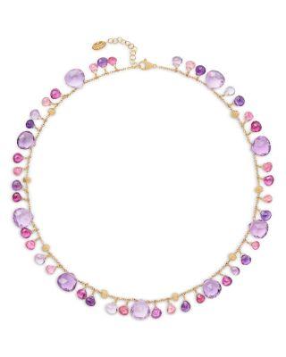 18K Yellow Gold Paradise Multi Gemstone Dangle Collar Necklace by MARCO BICEGO