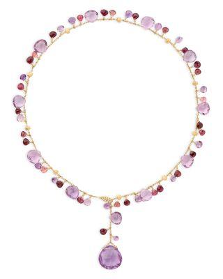 18K Yellow Gold Paradise Multi Gemstone & Diamond Lariat Necklace by MARCO BICEGO