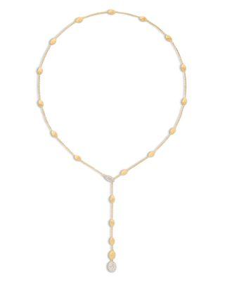 18K Yellow Gold Siviglia Diamond & Textured Larait Necklace by MARCO BICEGO