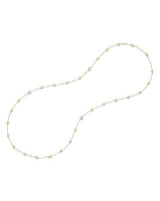 18K Yellow Gold Siviglia Diamond & Textured Link Long Chain Necklace by MARCO BICEGO