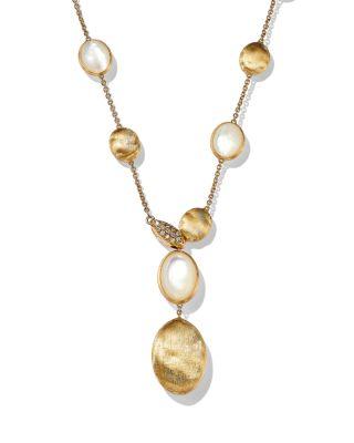18K Yellow Gold Siviglia Mother Of Pearl & Diamond Lariat Necklace by MARCO BICEGO