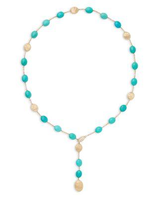 18K Yellow Gold Siviglia Turquoise & Diamond Lariat Necklace by MARCO BICEGO