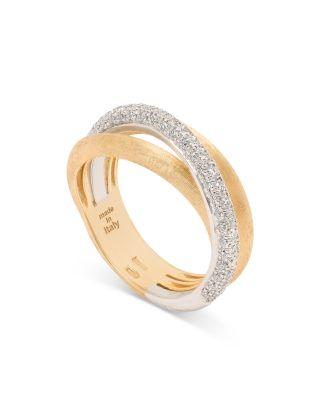 18K Yellow & White Gold Jaipur Link Alta Diamond Three Strand Ring by MARCO BICEGO