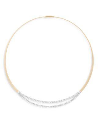 18K Yellow & White Gold Masai Diamond Double Row Bar Collar Necklace by MARCO BICEGO