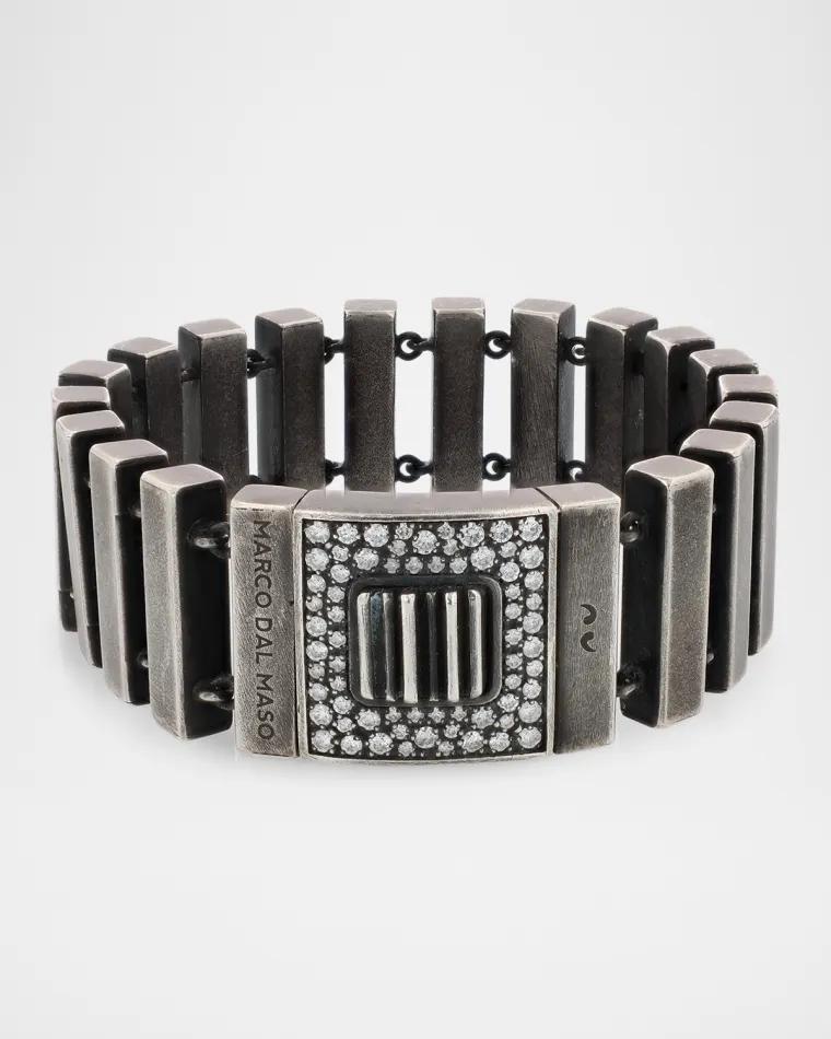 Men's Gladiator Lab Grown Diamond Sterling Silver Track Bracelet by MARCO DAL MASO