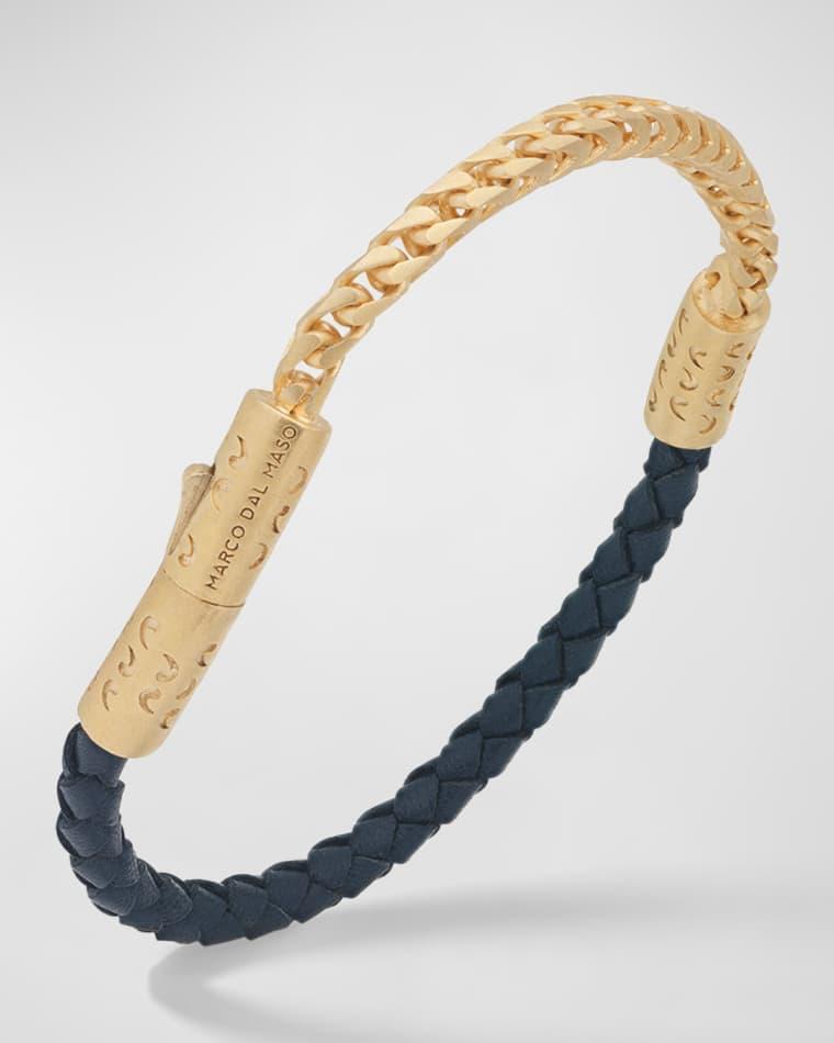 Men's Lash Leather Franco Chain Combo Bracelet, Gold by MARCO DAL MASO Men's Lash Leather Franco Chain Combo Bracelet, Gold by MARCO DAL MASO