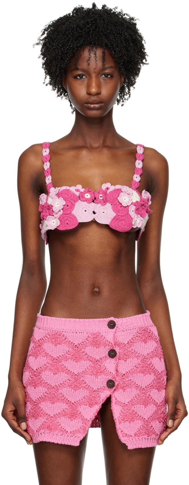 Pink Sweetheart Neck Bra by MARCO RAMBALDI