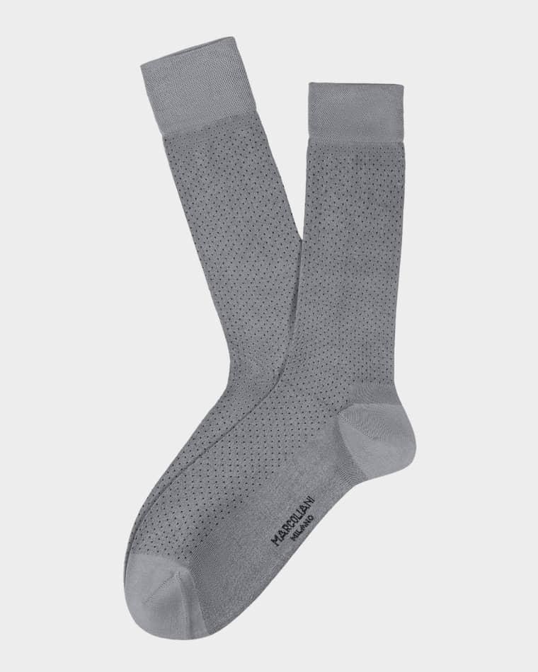 Men's Modal-Blend Pindot Crew Socks by MARCOLIANI