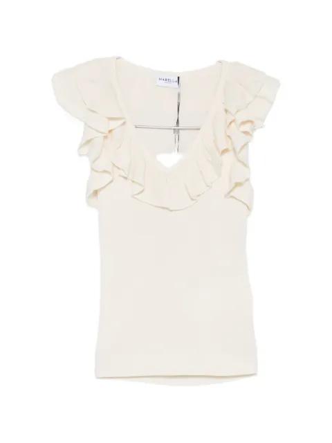 Matassa ruffled V-neck top by MARELLA