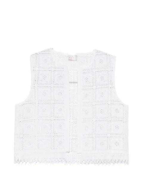 Tenente crochet fringed knitted gilet by MARELLA