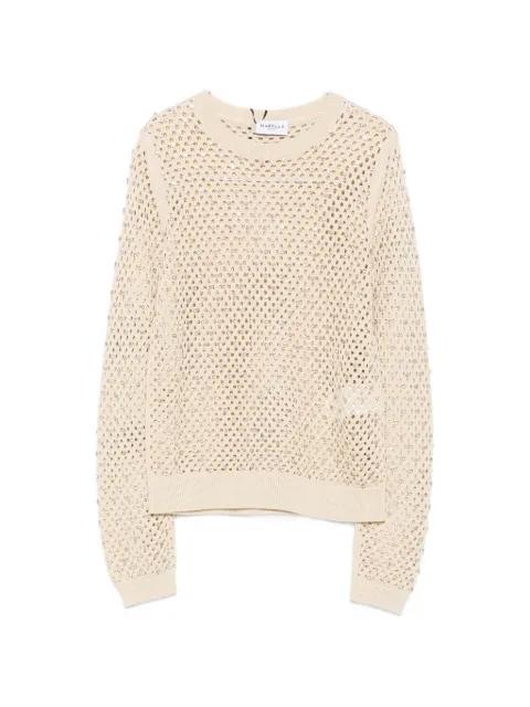 crystal-embellished open-knit sweater by MARELLA