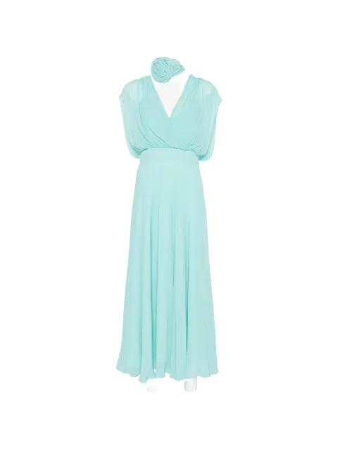 floral-applique draped dress by MARELLA
