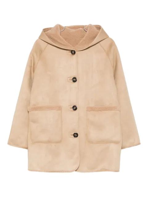 hoodied faux-shearling coat by MARELLA