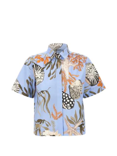 marine-print gathered shirt by MARELLA