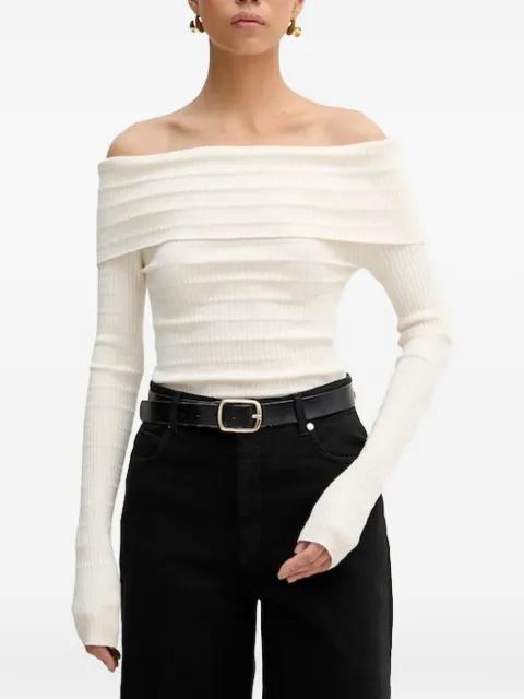 off-the-shoulder ribbed sweater by MARELLA