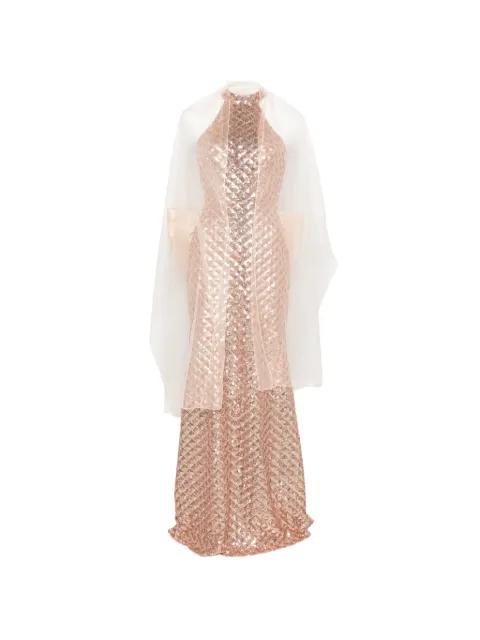 halterneck bow maxi dress (set of three) by MARFIL BARCELONA