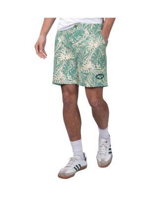 Men's Green New York Jets Sandwashed Monstera Print Amphib Shorts by MARGARITAVILLE