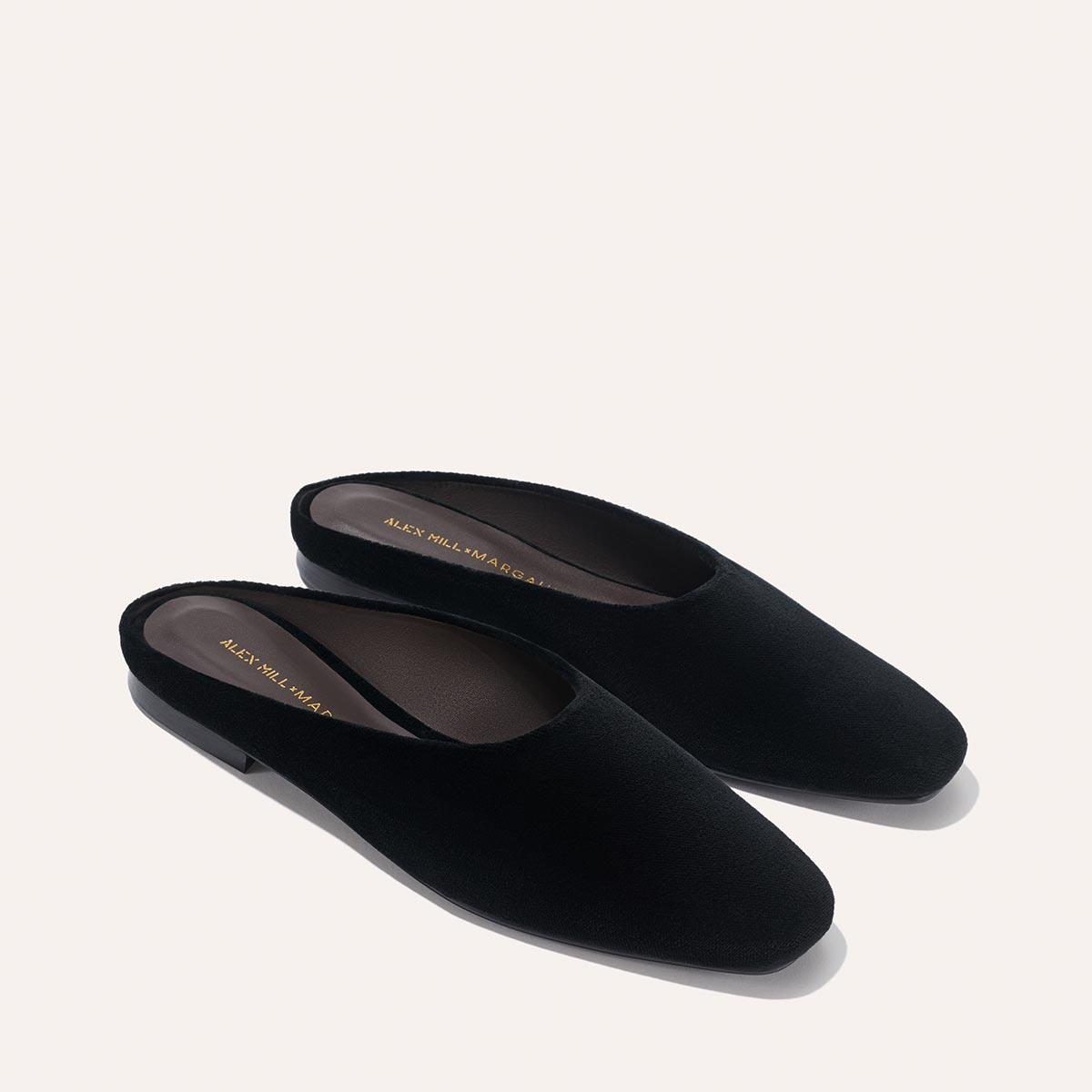 Alex Mill x Margaux: Black Velvet Square Toe Mule |The Clara by undefined