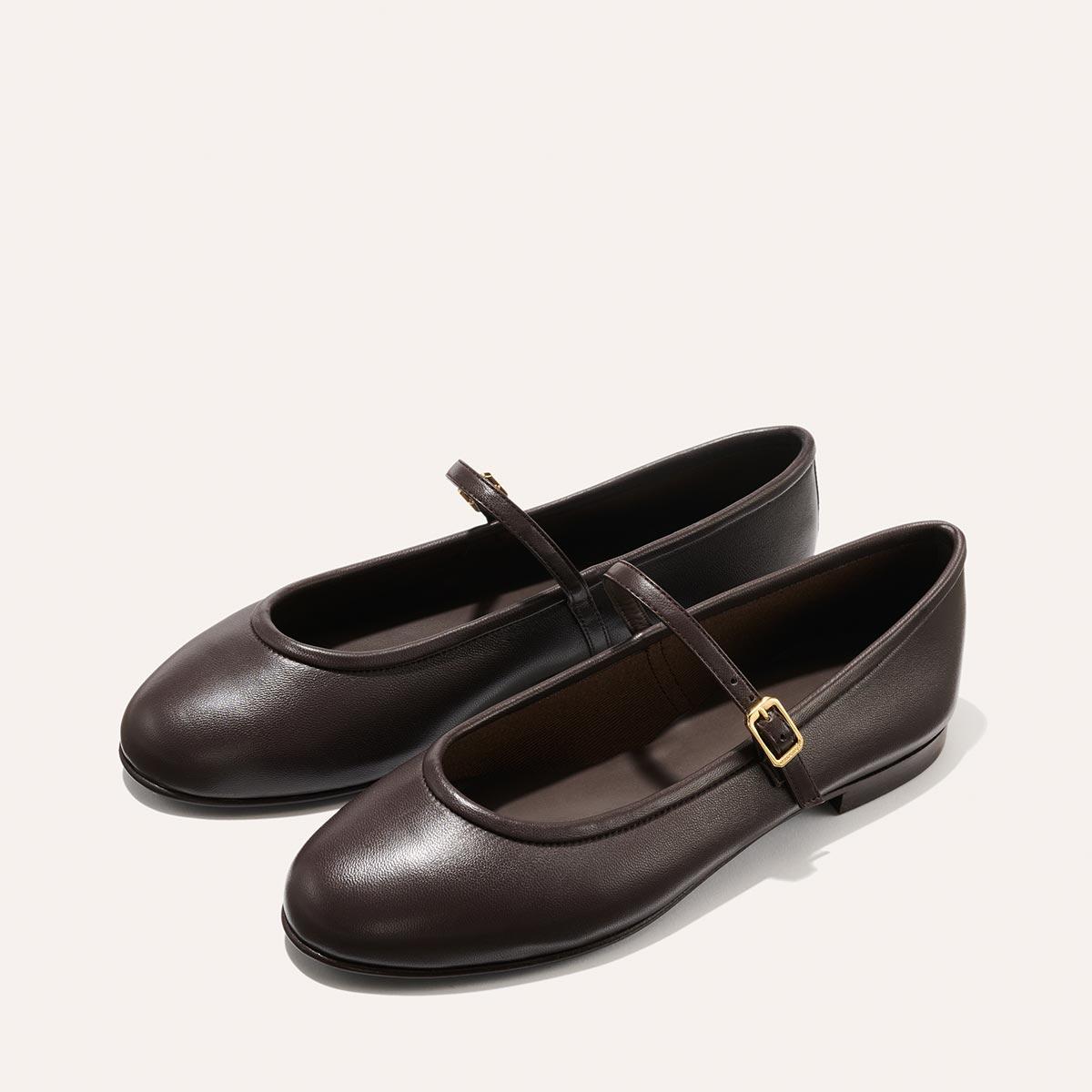Brown Mary Janes in Espresso Nappa With Rounded Toe by undefined