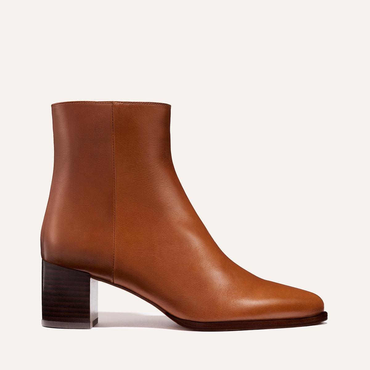 Brown Saddle Calf Leather Boots With Heel | Margaux by MARGAUX
