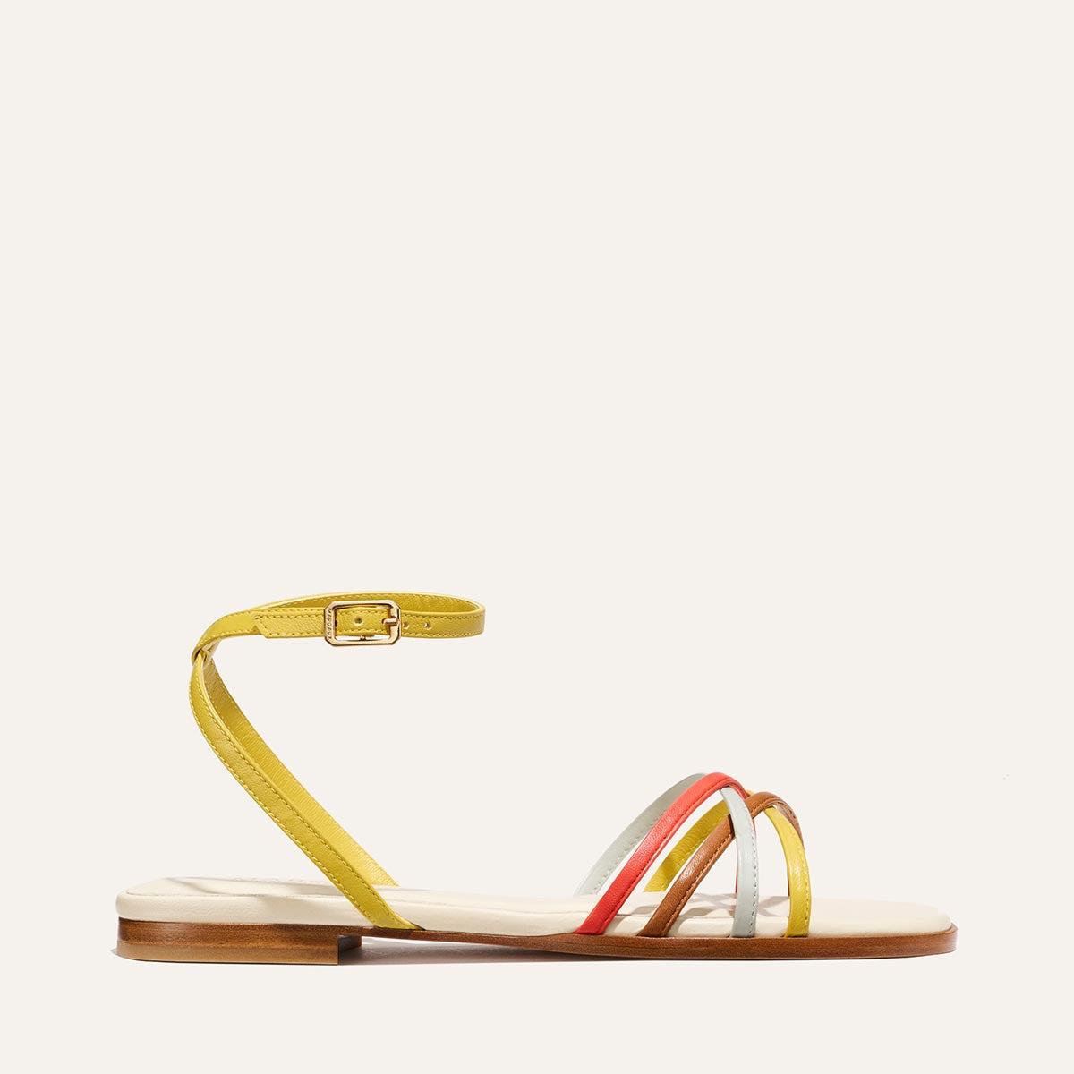 Julia Berolzheimer x Margaux: The Paros Sandal - Cotton and Multicolor Nappa by MARGAUX