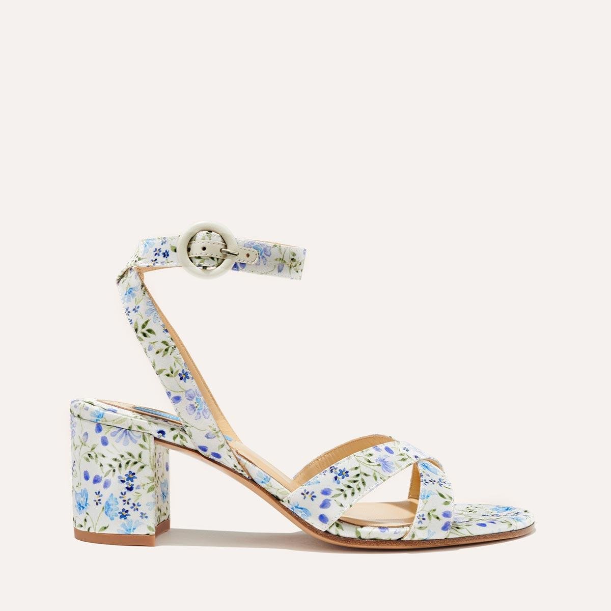 The City Sandal - Ivory Floral Satin by MARGAUX