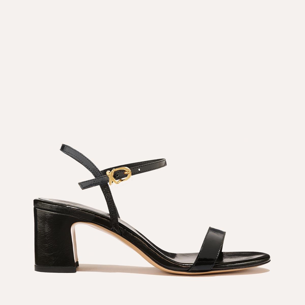 The Cleo Sandal - Black Crinkle-Gloss Nappa by MARGAUX The Cleo Sandal - Black Crinkle-Gloss Nappa by MARGAUX