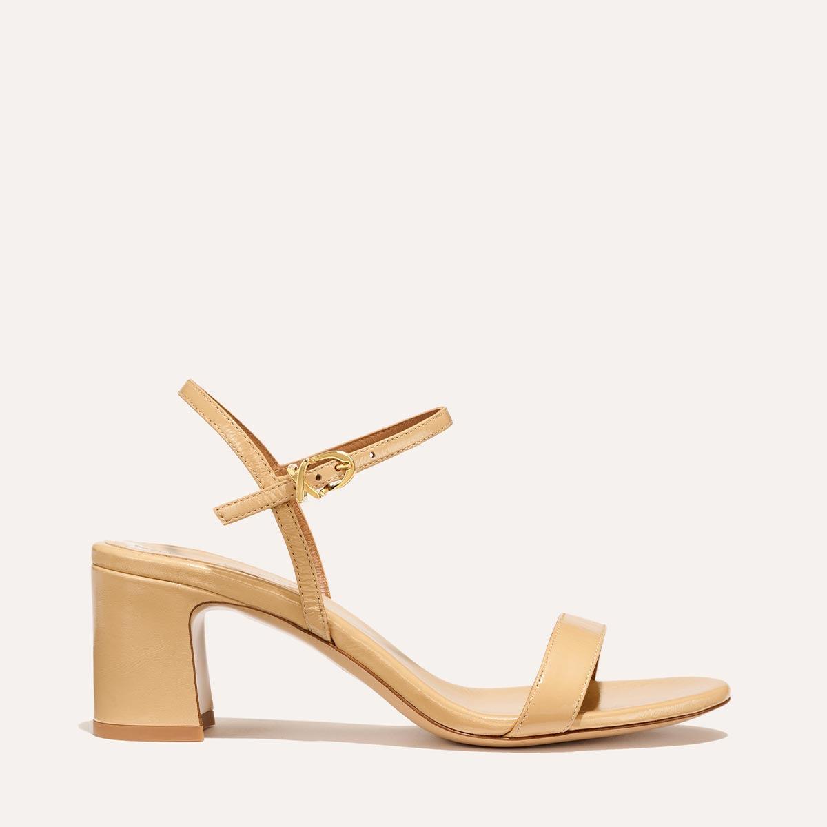 The Cleo Sandal - Sand Crinkle-Gloss Nappa by MARGAUX