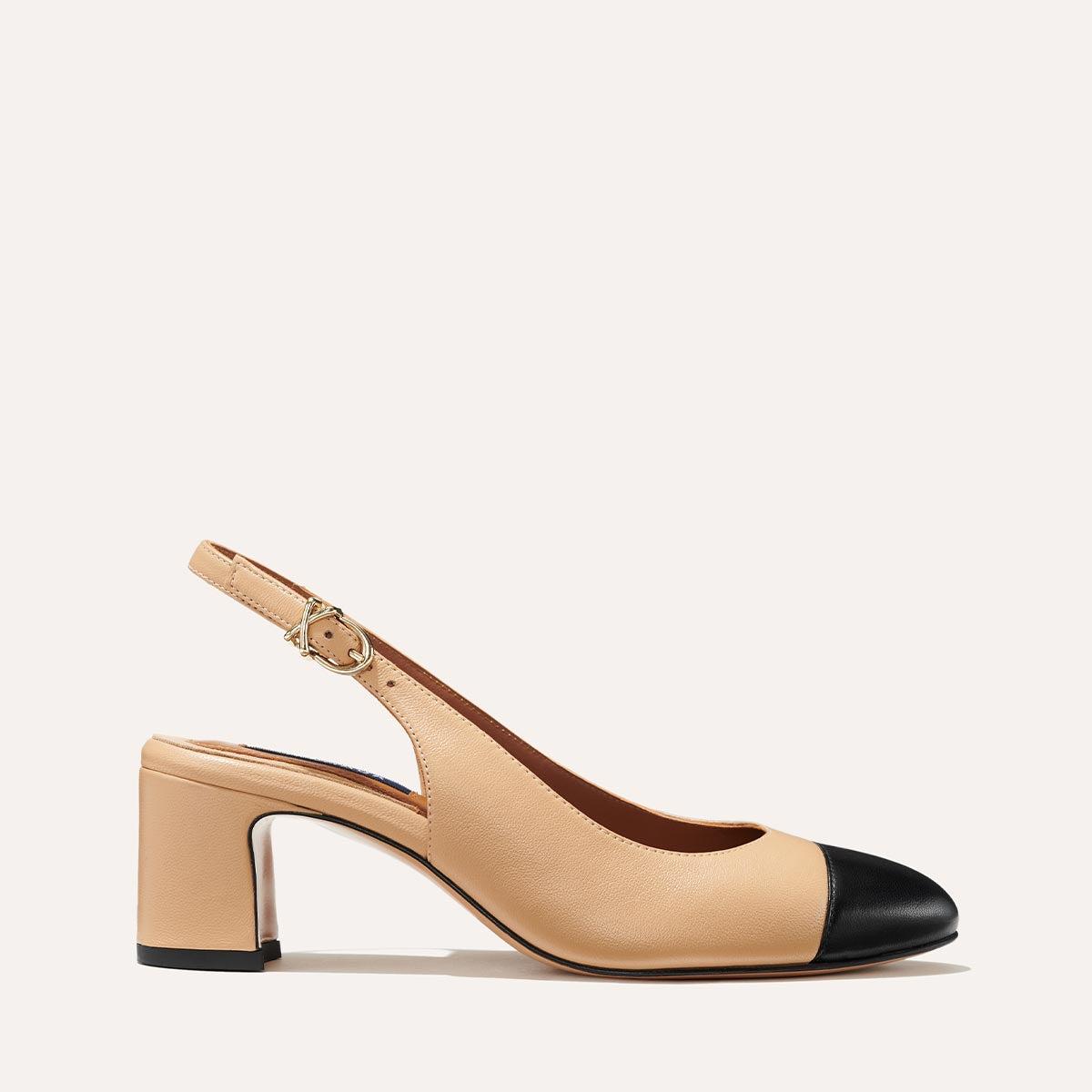 The Cluny Slingback - Dune and Black Nappa by MARGAUX
