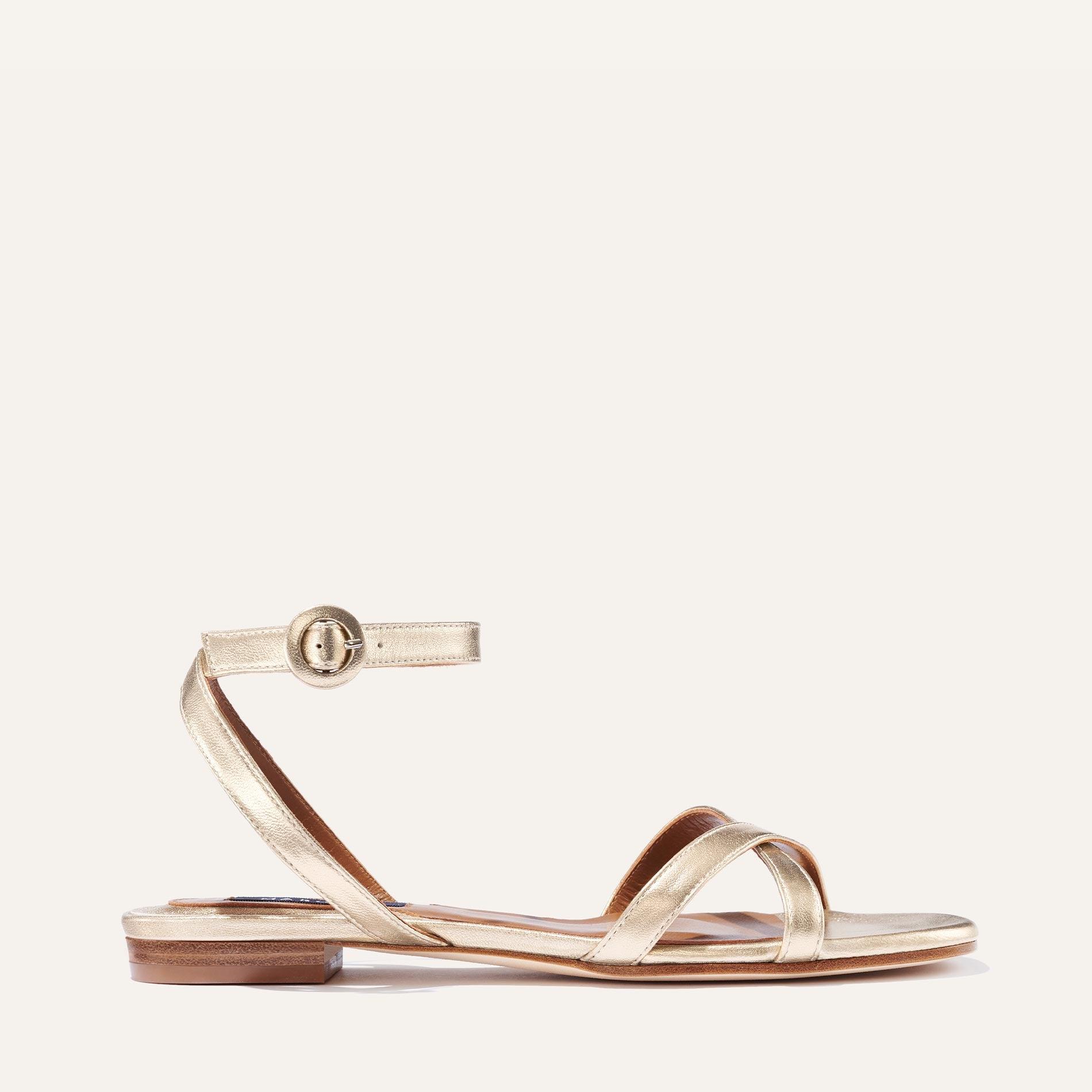 The Flat Sandal - Champagne Nappa by MARGAUX