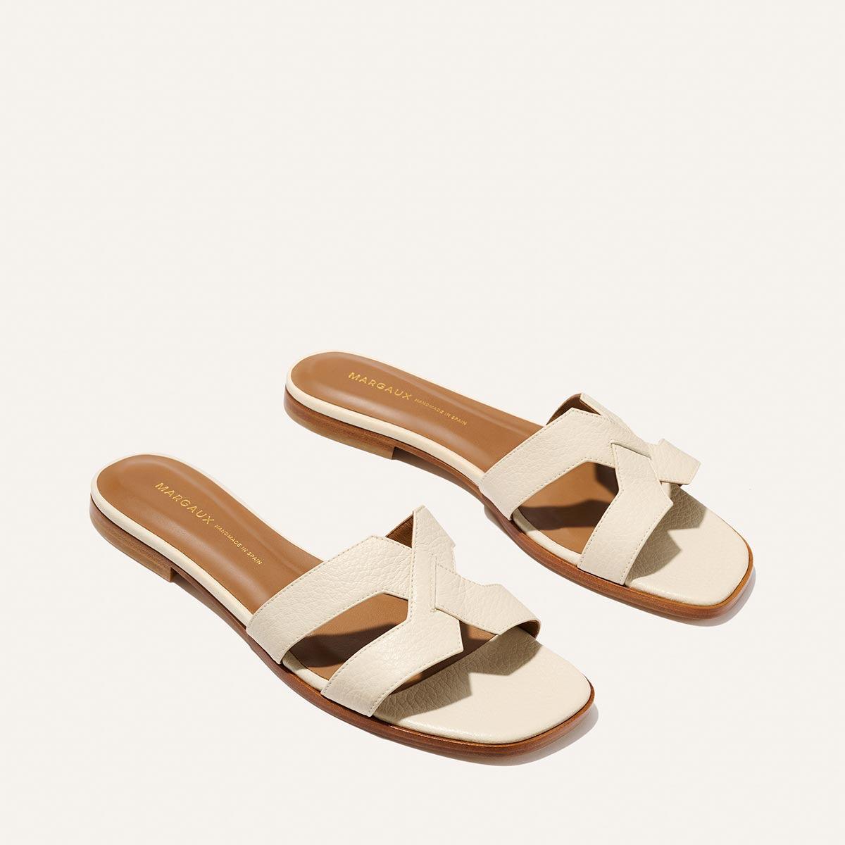 The MX Sandal - Ecru Tumbled Nappa by MARGAUX