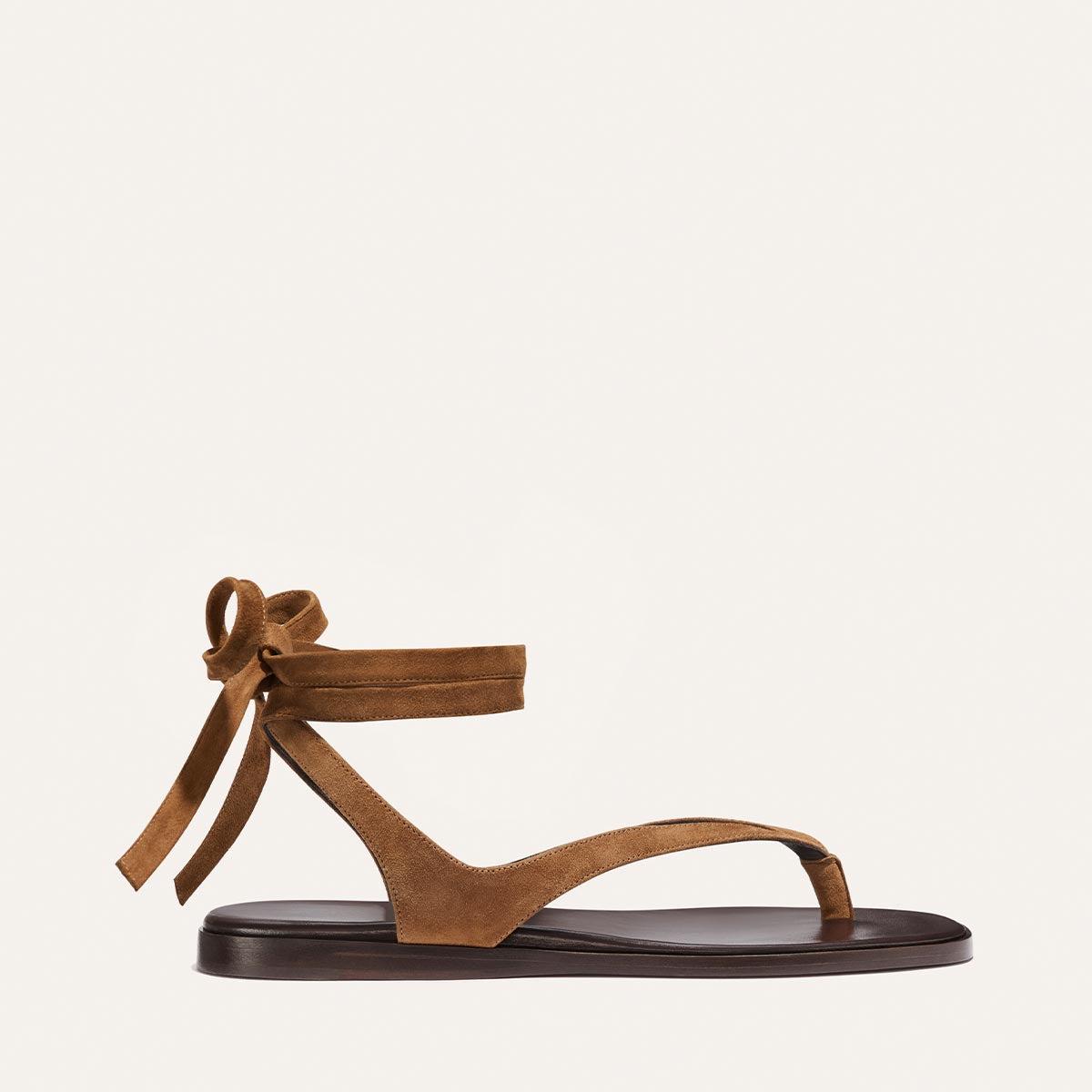 The Palermo Wrap Sandal - Nutmeg Suede by MARGAUX