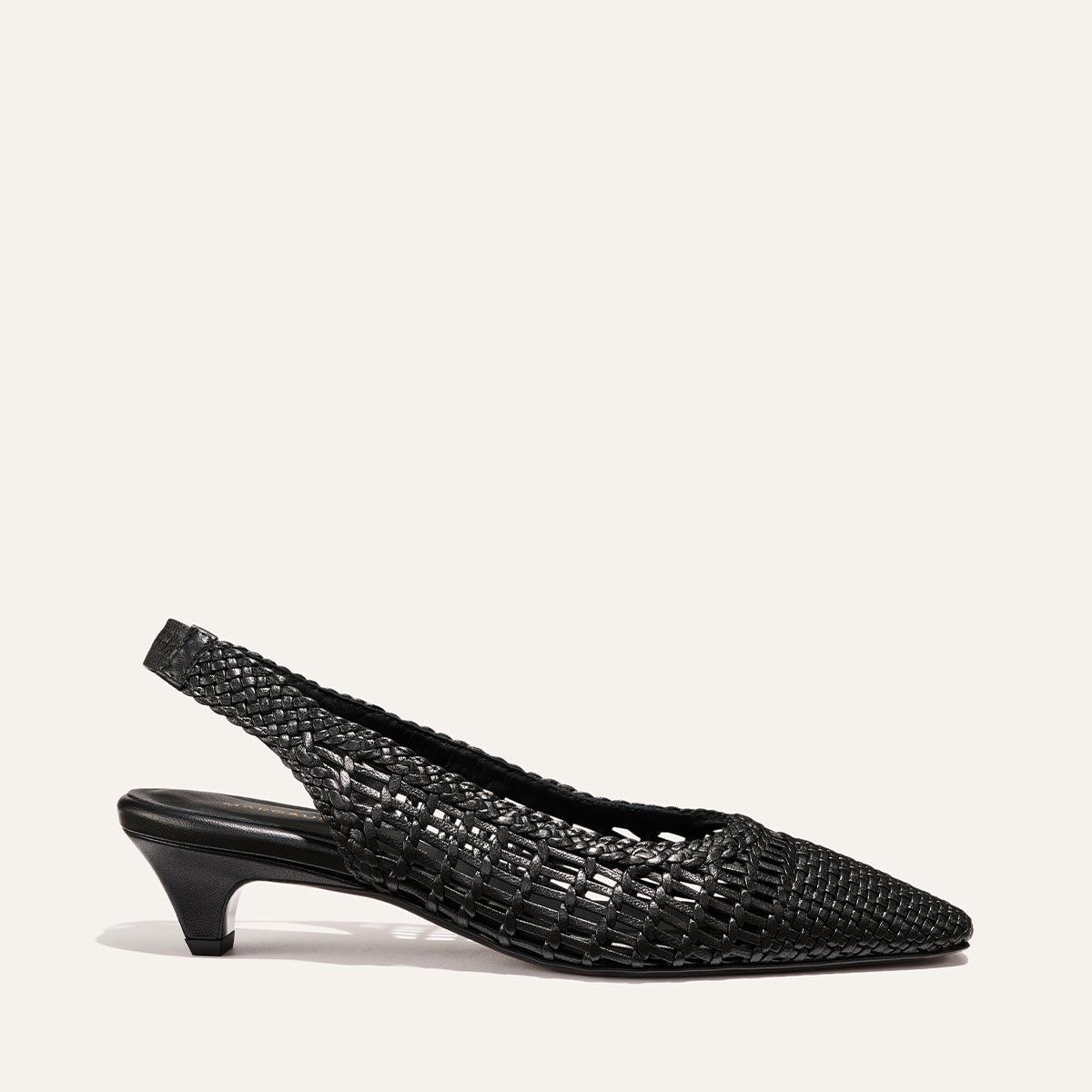 The Sofia Sling - Black Woven Leather by MARGAUX