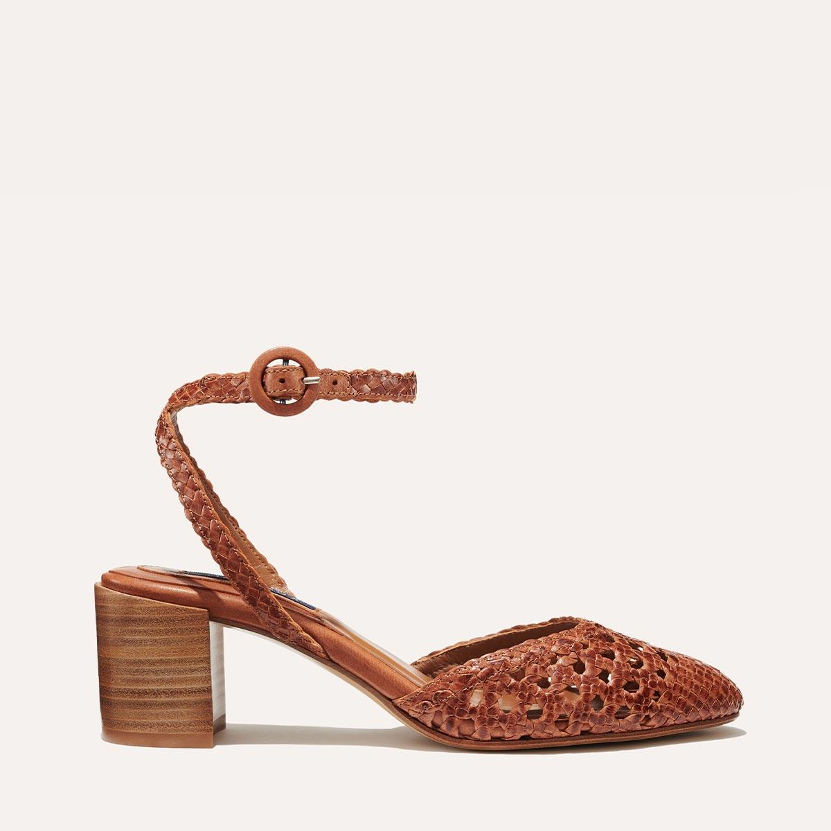 The Woven Market Heel - Saddle Leather by MARGAUX