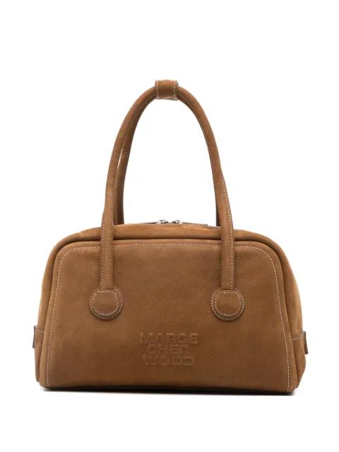 Soft suede embossed-logo tote bag by MARGE SHERWOOD