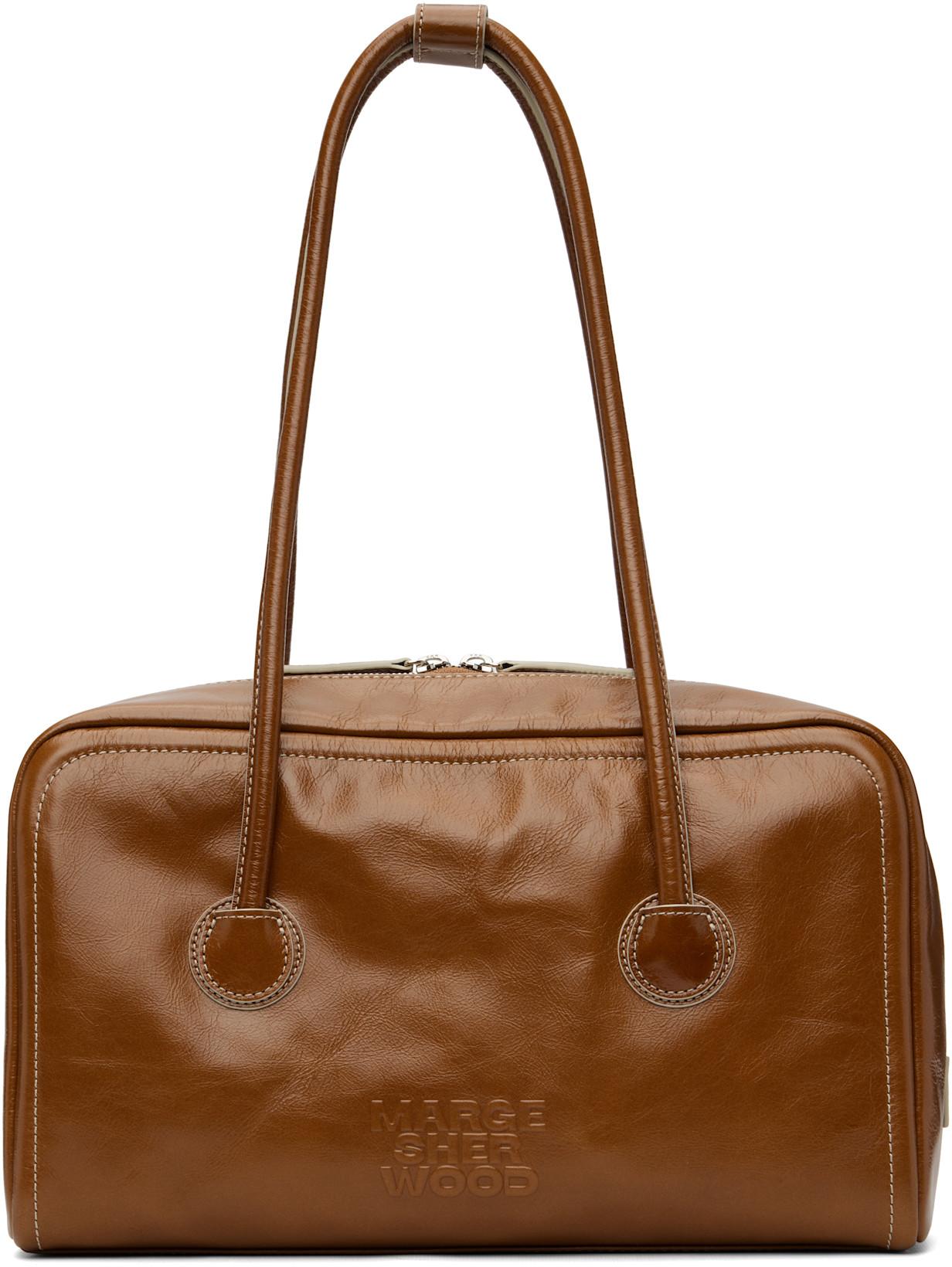 Brown Soft Boston Bag by MARGESHERWOOD