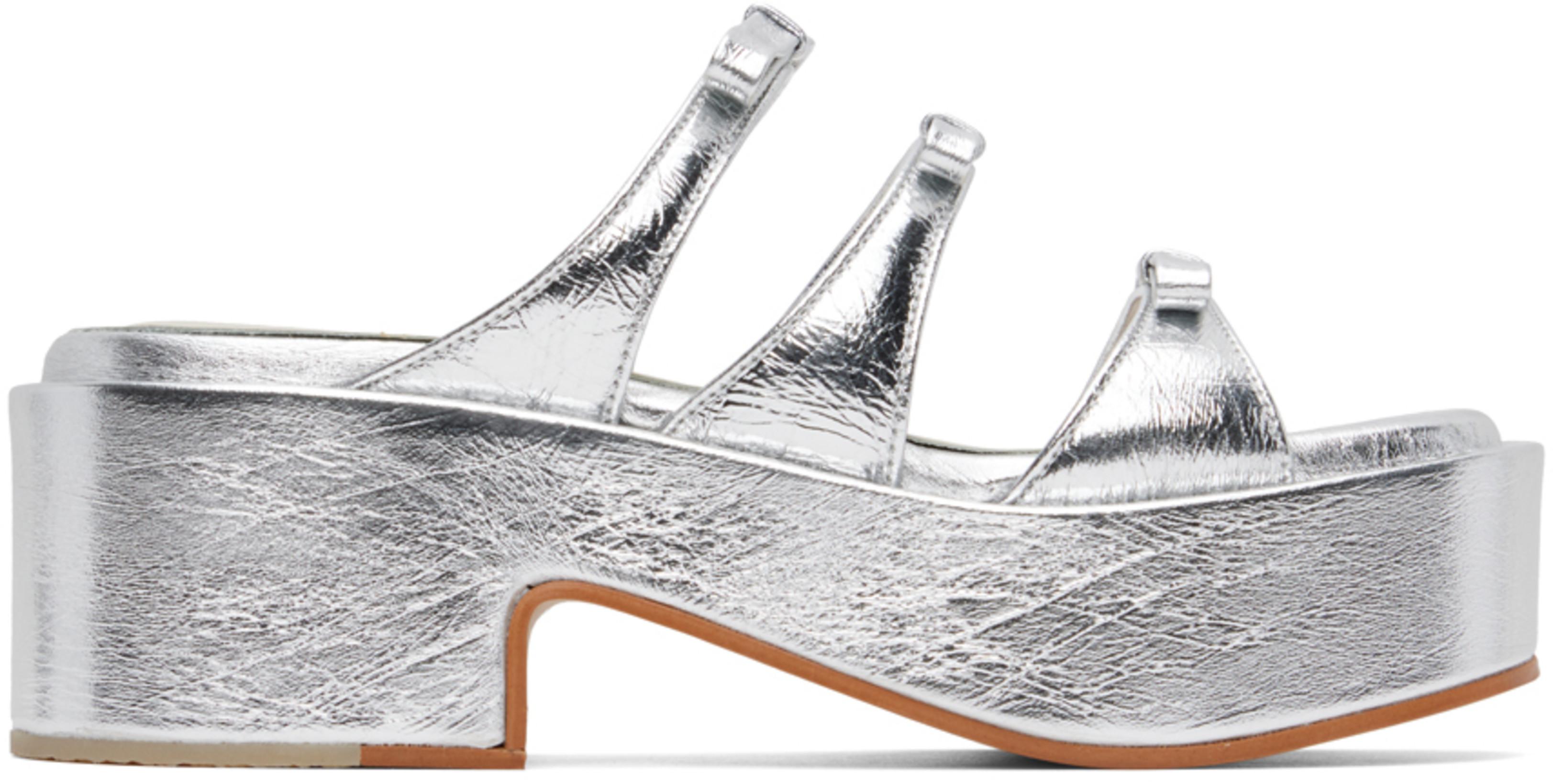 Silver Ribbon Sandals by MARGESHERWOOD