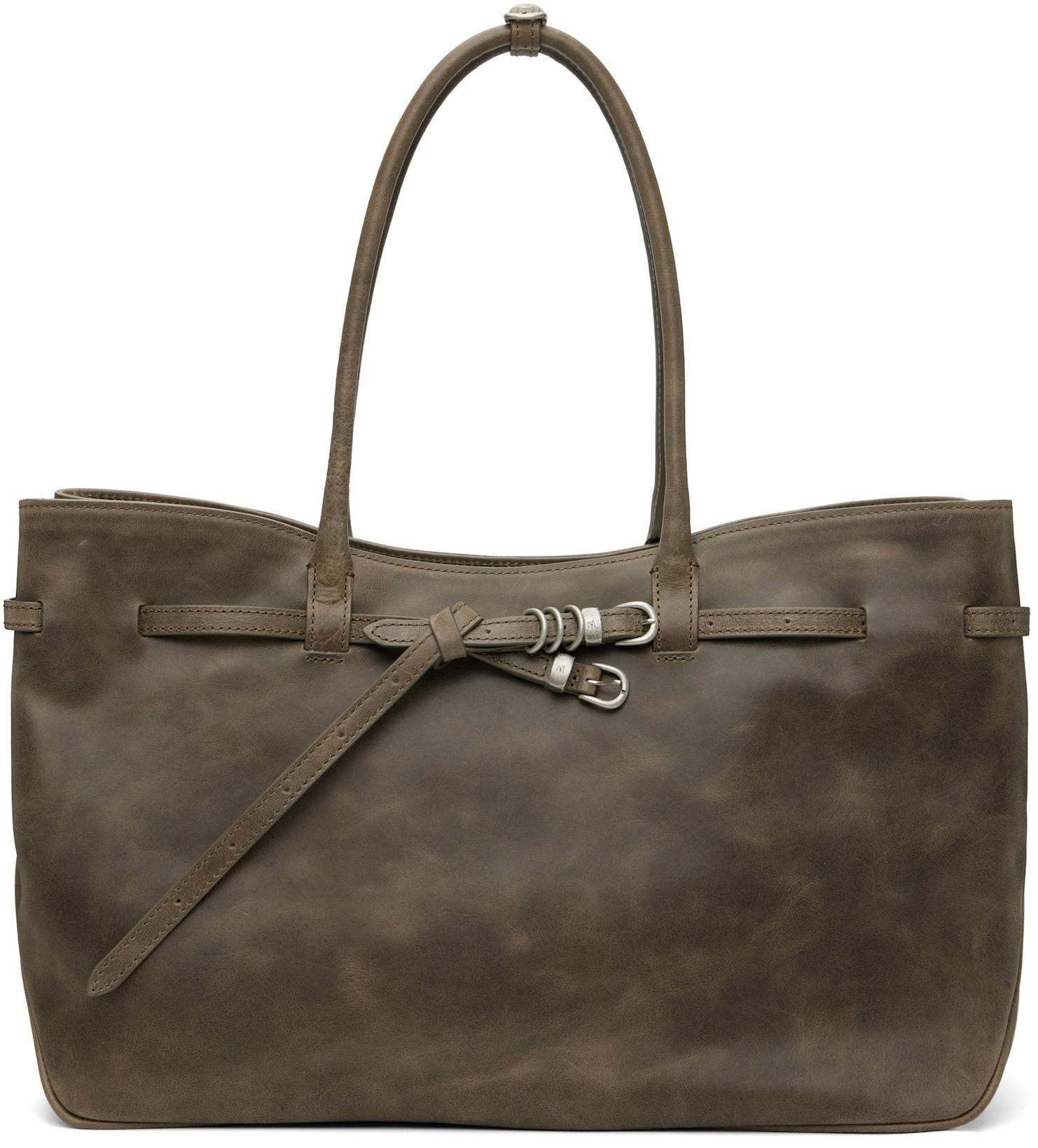 Taupe Grandma Used Large Tote by MARGESHERWOOD