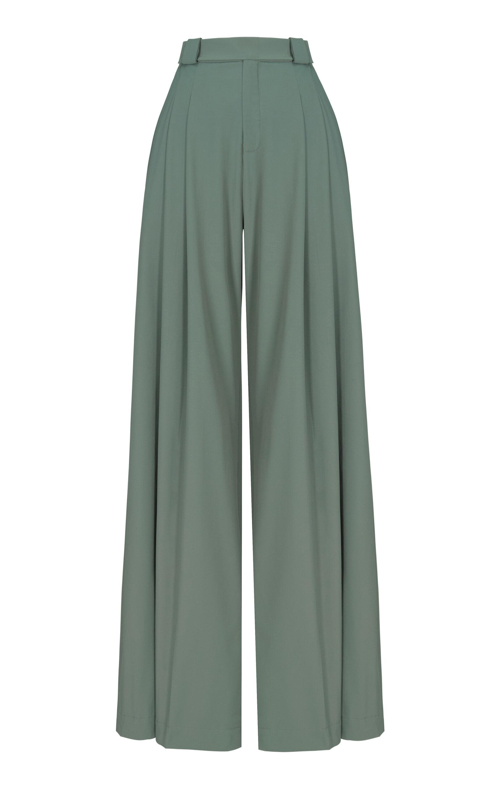 MARIA ELENA VILLAMIL - Esplendor Wide Legged Trousers - Green - - Only At Moda Operandi by MARIA ELENA VILLAMIL