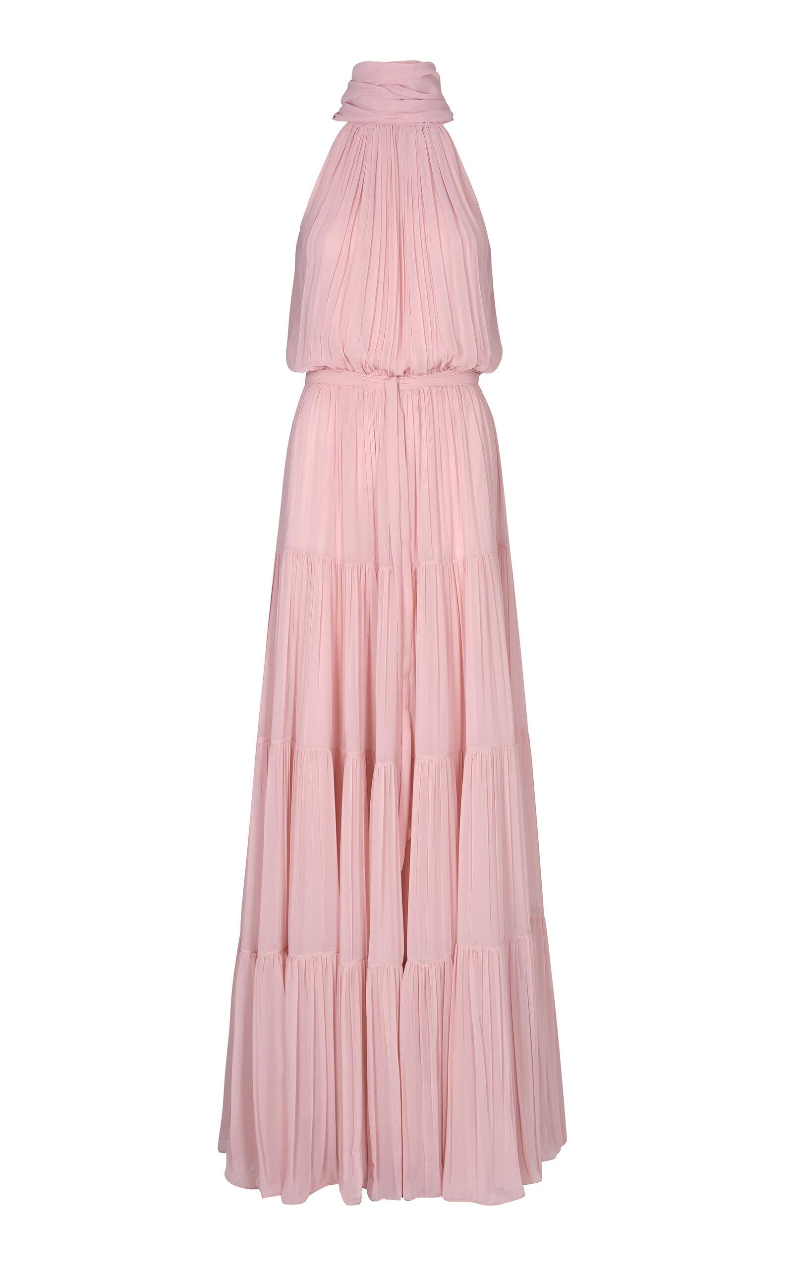 MARIA ELENA VILLAMIL - Gracia Pleated Maxi Dress - Light Pink - - Only At Moda Operandi by MARIA ELENA VILLAMIL