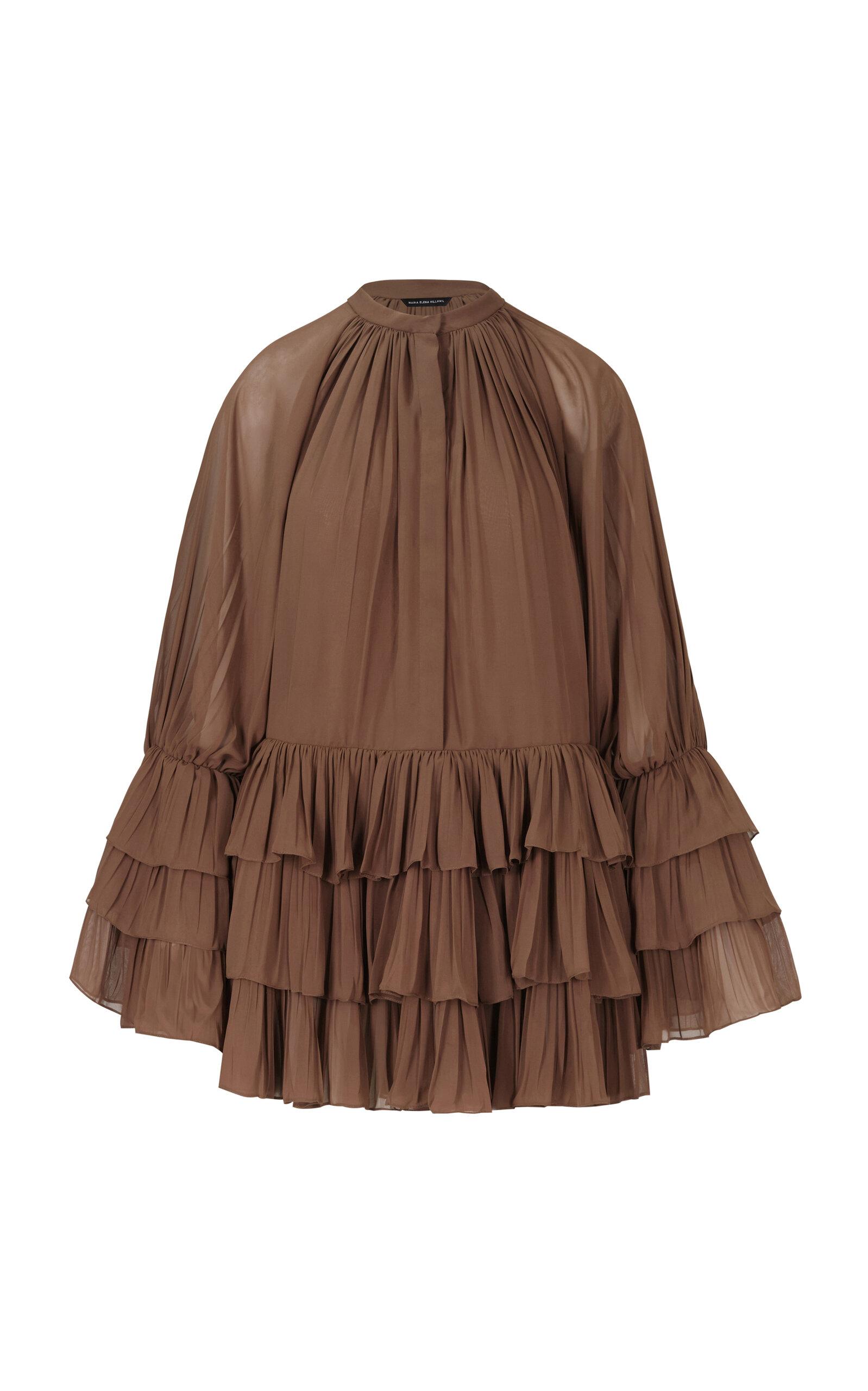 MARIA ELENA VILLAMIL - Ser Ruffled Mini Dress - Brown - - Only At Moda Operandi by MARIA ELENA VILLAMIL