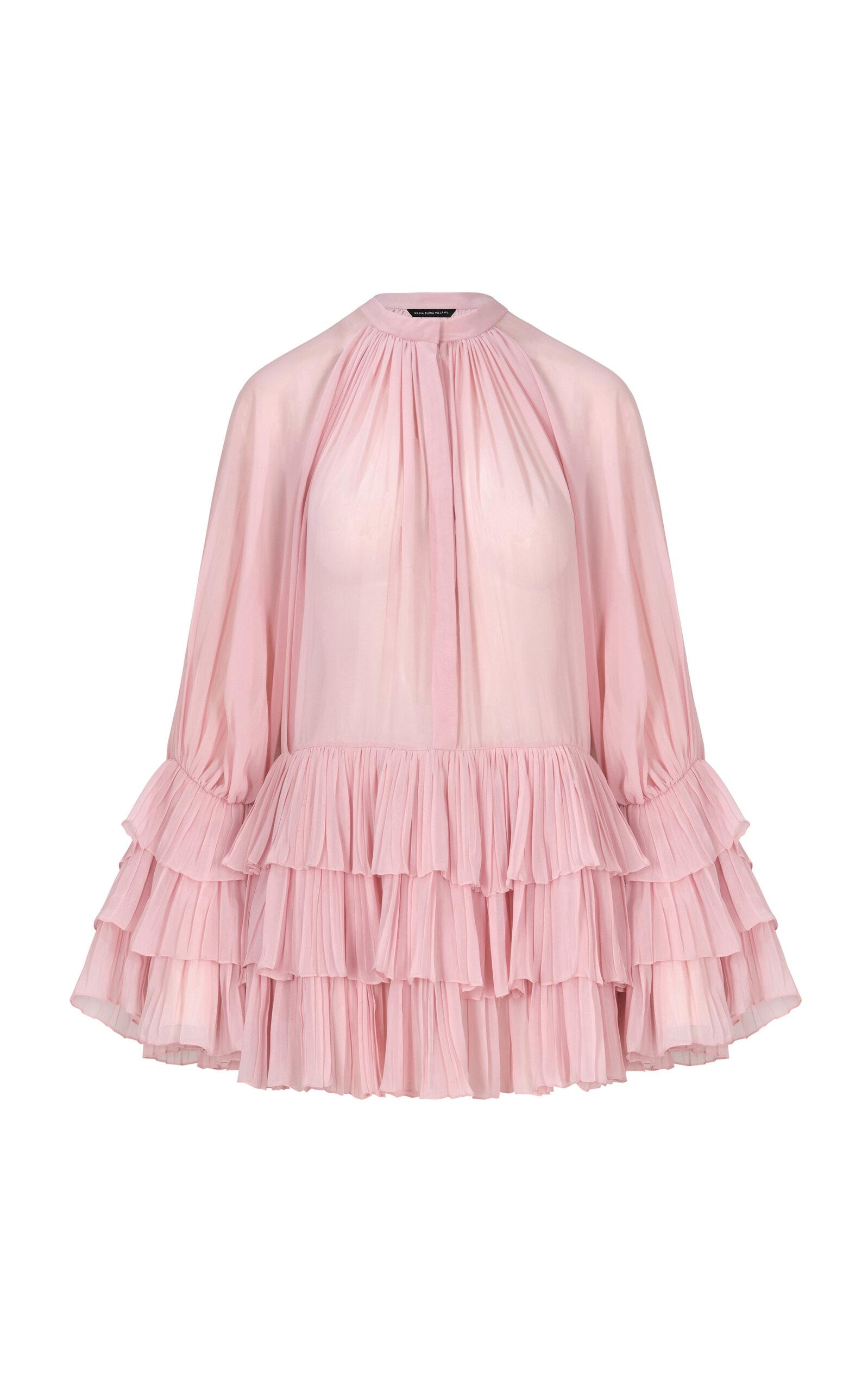 MARIA ELENA VILLAMIL - Ser Ruffled Mini Dress - Light Pink - - Only At Moda Operandi by MARIA ELENA VILLAMIL