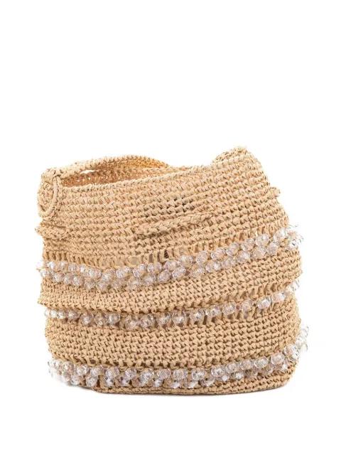 Crystal beaded bucket bag by MARIA LA ROSA